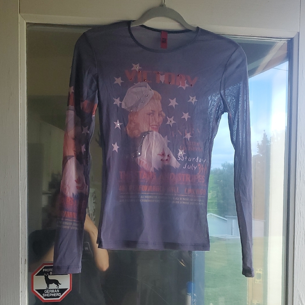 RARE Blue Graphic Long Sleeve Top